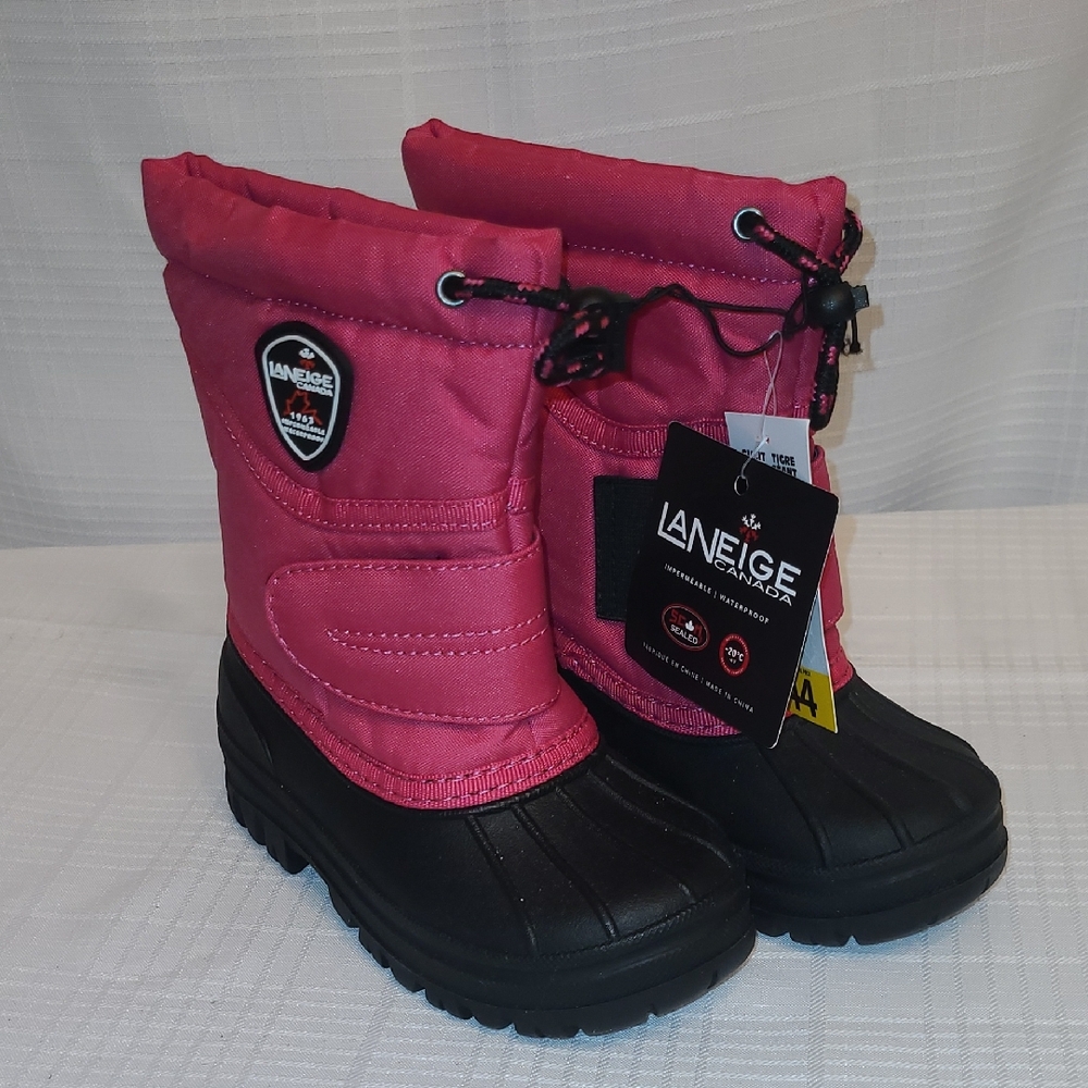 Laneige Canada Pink & Black Toddler Waterproof Winter Snow Boots Size 9 - NWT